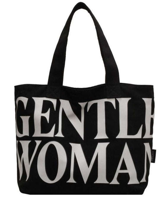 Large Black Canvas Tote Simple Shoulder Bag Trendy