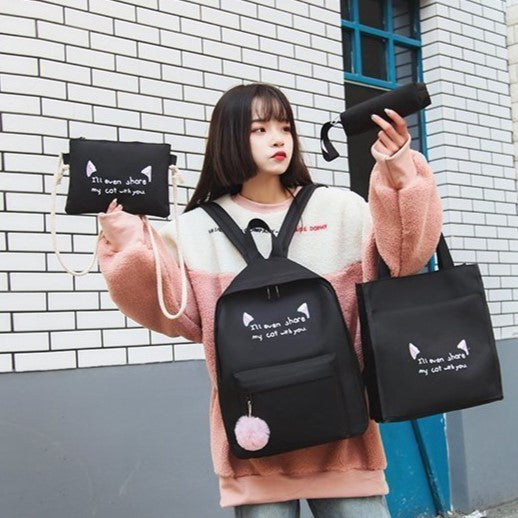School Student four-piece Schoolbag Casual Backpack Travel Backpack