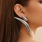 Silver Exaggerated Geometric Triangular Bent Tube Earrings