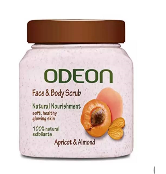 Odeon Face & Body Scrub - enriched with Apricot & Almond Natural Nourishment 500ml