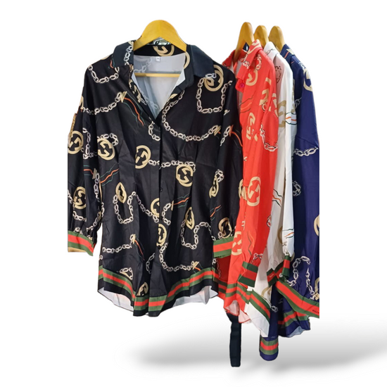 black luxury fashion design long sleeve button shirt