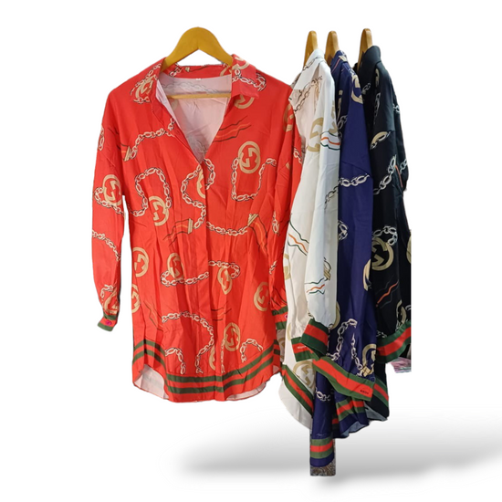 Luxury fashion design long sleeve button shirt in red