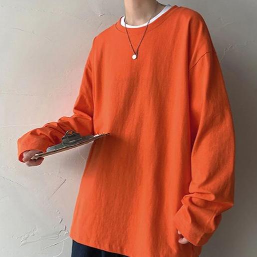 Solid Fluorescent Orange Simple Loose fit Tshirt Unisex