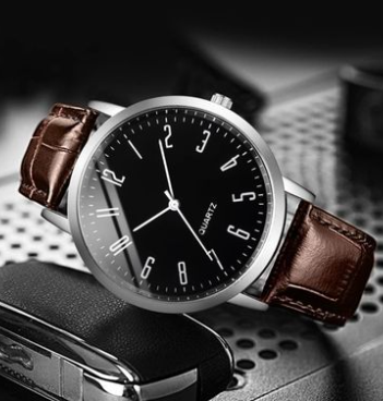 Men Round Pointer Date Quartz Watch