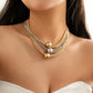 Two Tone Exaggerated Multi-layer Chain Necklace Stackable Punk Style Neck Jewelry