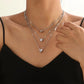 Silver Multi-Layered Five-Pointed Star Love Water Drop Pendant Retro Necklace Clavicle Chain