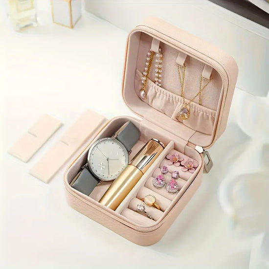 Pink Square Jewelry Storage Box, Mini Jewelry Organizer