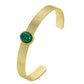 Gold Plated Green Gem Studded Waterproof Open Bangle