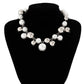 Silver Plated White Chunky Pearl Chain Choker Necklace