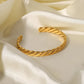 Cuff Bangle Stainless Steel 18k Gold Plated Wheat Shaped