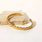 Cuff Bangle Stainless Steel 18k Gold Plated Wheat Shaped