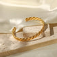 Cuff Bangle Stainless Steel 18k Gold Plated Wheat Shaped