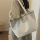 Trendy Large size Canvas tote Bag off-white