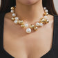 Silver Plated White Chunky Pearl Chain Choker Necklace