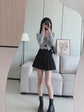 Solid Pleated High Waist Mini Skirt