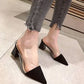 Black Square Heel Slippers, Pointy Toe Summer Shoes ( on Clearance )