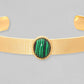 Gold Plated Green Gem Studded Waterproof Open Bangle