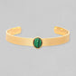 Gold Plated Green Gem Studded Waterproof Open Bangle