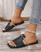 Fashionable And Comfortable Square Toe Rhinestone Detail Slip-On Flat Sandals