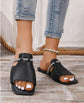 Fashionable And Comfortable Square Toe Rhinestone Detail Slip-On Flat Sandals