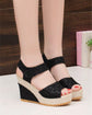 Black Wedge Sandals, Peep Toe Slingback Heels, Non Slip Sandals