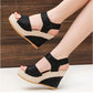 Black Wedge Sandals, Peep Toe Slingback Heels, Non Slip Sandals