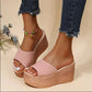 Pink Summer Wedge Slippers for Women