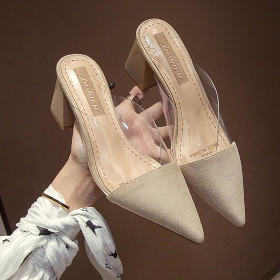 Square Heel Slippers, Pointy Toe Summer Shoes